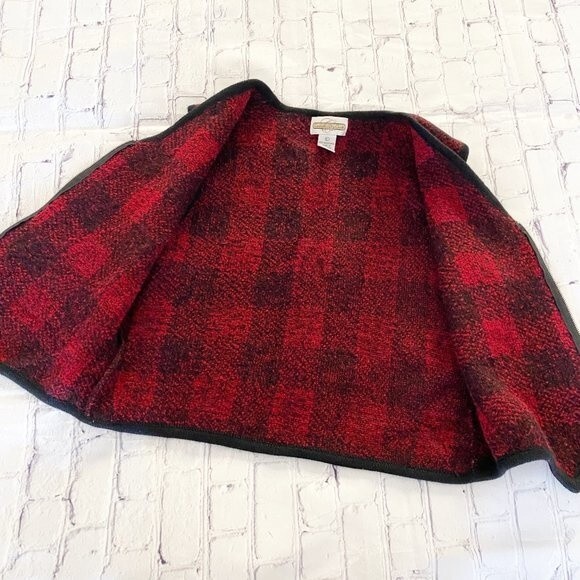 Cambridge Dry Goods Women's Buffalo Plaid Boiled Wool V Neck Vest L or 10 - Picture 7 of 13